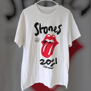 Rolling Stones No Filter 2021 USA Tour Sponsored Promo Rock band White Tee M-L